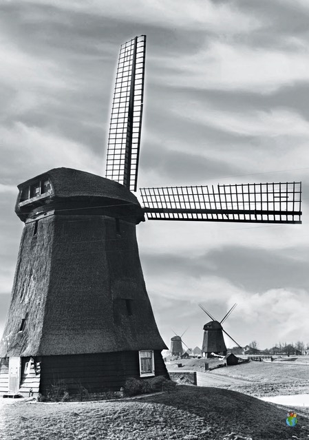 1.Schermer Molens - Noordervaart - Bovenmolen E - Ondermolens D-C  1.02 - Zwart Wit